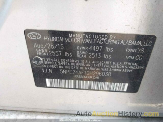 HYUNDAI SONATA SE, 5NPE24AF1GH296038