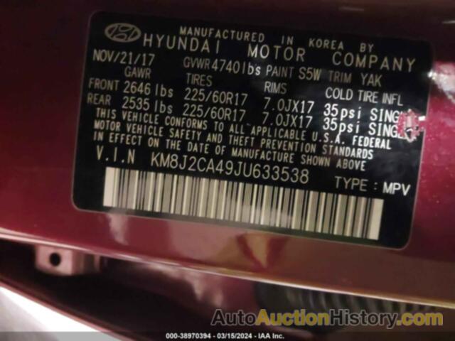 HYUNDAI TUCSON SE, KM8J2CA49JU633538