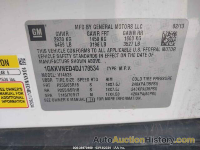 GMC ACADIA SLE-1, 1GKKVNED4DJ178534