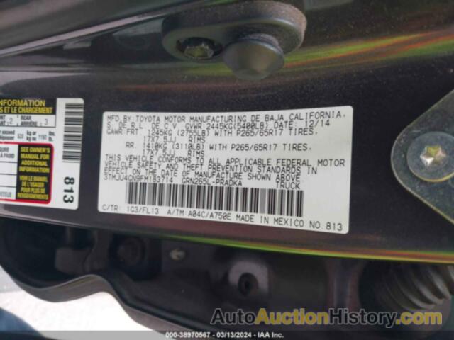 TOYOTA TACOMA PRERUNNER V6, 3TMJU4GN9FM183714