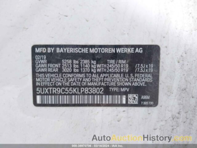 BMW X3 XDRIVE30I, 5UXTR9C55KLP83802