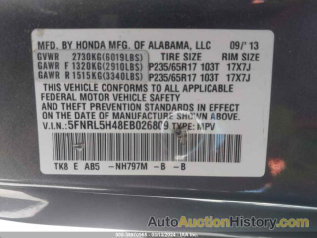 HONDA ODYSSEY EX, 5FNRL5H48EB026809