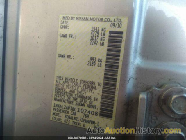 NISSAN ALTIMA 2.5 S, 1N4AL2AP3BC107408