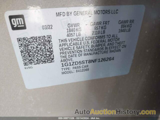 CHEVROLET MALIBU LT, 1G1ZD5ST8NF126264