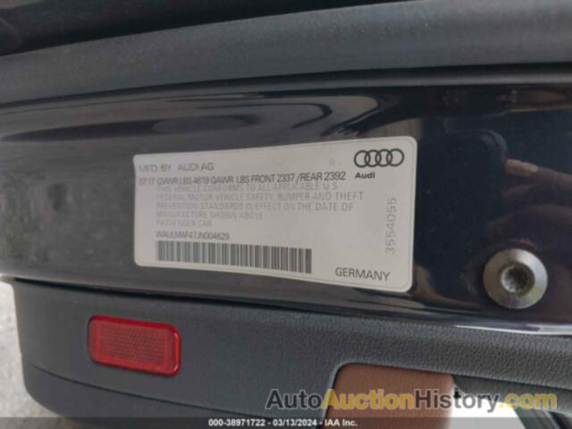 AUDI A4 2.0T TECH ULTRA PREMIUM/2.0T ULTRA PREMIUM, WAULMAF47JN004629