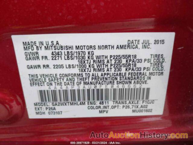 MITSUBISHI OUTLANDER SPORT ES, 4A4AP3AU0FE046662