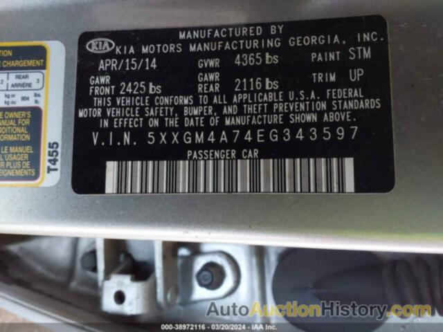 KIA OPTIMA LX, 5XXGM4A74EG343597