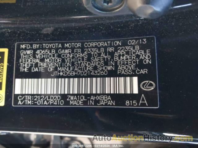 LEXUS CT 200H, JTHKD5BH7D2143260