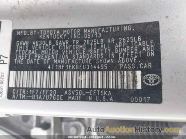 TOYOTA CAMRY SE, 4T1BF1FK8EU314495