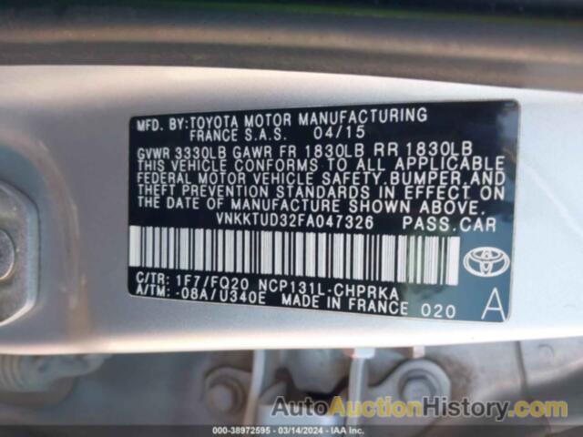 TOYOTA YARIS L, VNKKTUD32FA047326