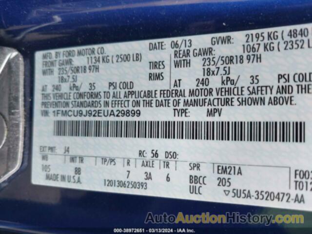 FORD ESCAPE TITANIUM, 1FMCU9J92EUA29899