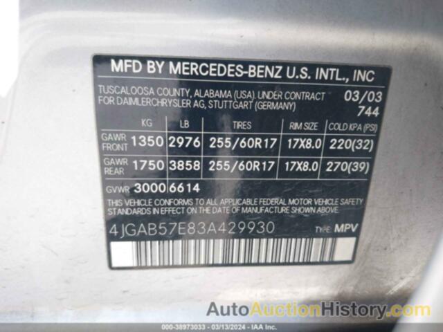 MERCEDES-BENZ ML 350, 4JGAB57E83A429930