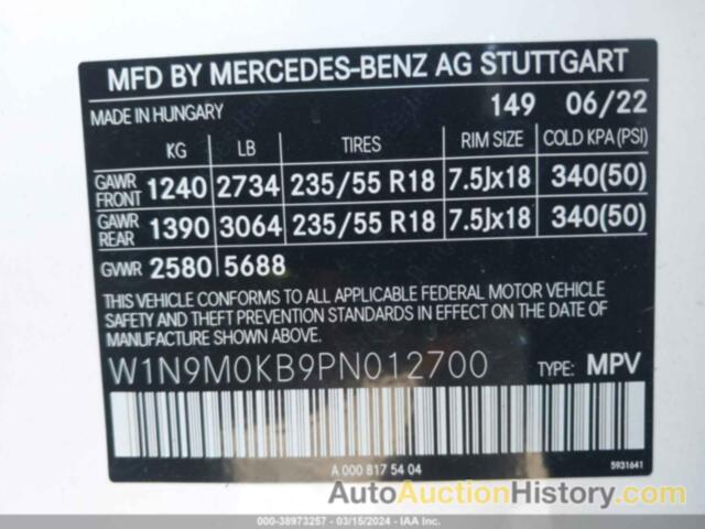 MERCEDES-BENZ EQB 300 SUV 4MATIC, W1N9M0KB9PN012700