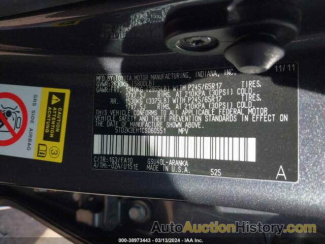 TOYOTA HIGHLANDER BASE V6, 5TDZK3EH1CS060551