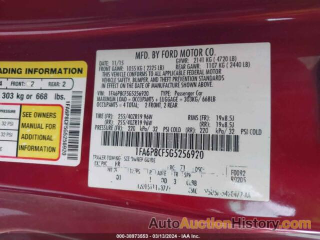 FORD MUSTANG GT, 1FA6P8CF5G5256920