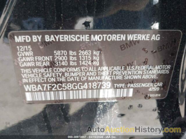 BMW 750I XDRIVE, WBA7F2C58GG418739