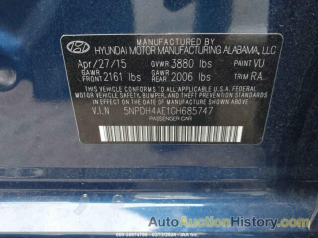 HYUNDAI ELANTRA SE, 5NPDH4AE1GH685747