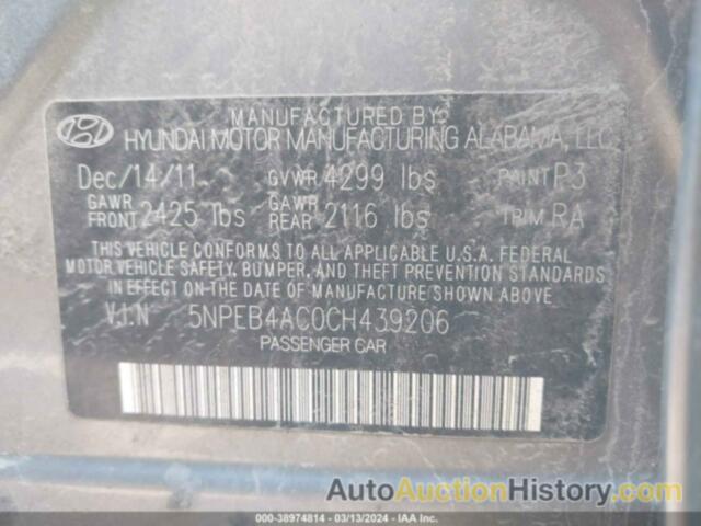 HYUNDAI SONATA GLS, 5NPEB4AC0CH439206