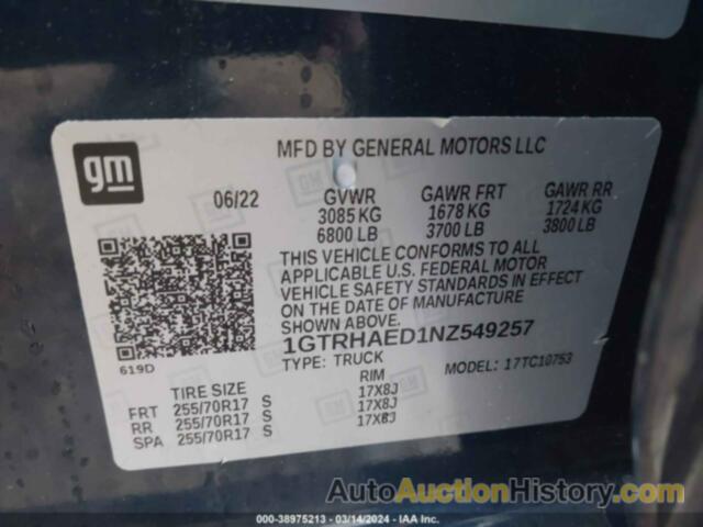 GMC SIERRA 1500 LIMITED 2WD DOUBLE CAB STANDARD BOX PRO, 1GTR8AED1NZ549257