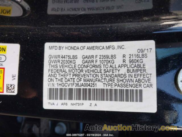 HONDA ACCORD SPORT, 1HGCV1F36JA004251