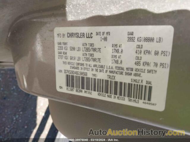 DODGE RAM 2500 SLT, 3D7KS28D48G180568