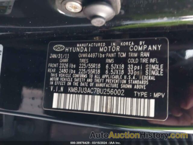 HYUNDAI TUCSON LIMITED, KM8JU3AC7BU256002