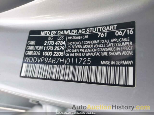 MERCEDES-BENZ B 250E, WDDVP9AB7HJ011725