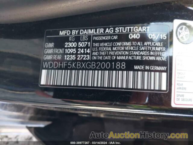 MERCEDES-BENZ E 350, WDDHF5KBXGB200188