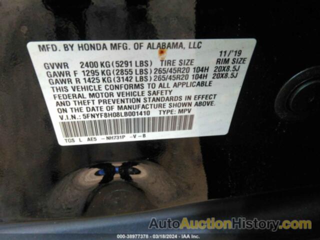 HONDA PASSPORT AWD ELITE, 5FNYF8H08LB001410