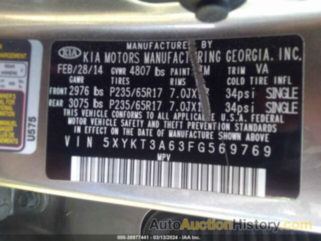 KIA SORENTO LX, 5XYKT3A63FG569769