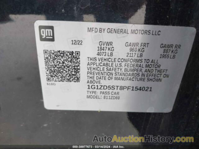 CHEVROLET MALIBU FWD 1LT, 1G1ZD5ST8PF154021