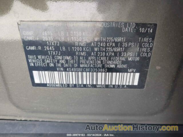 SUBARU OUTBACK 2.5I PREMIUM, 4S4BSBFC8F3253862