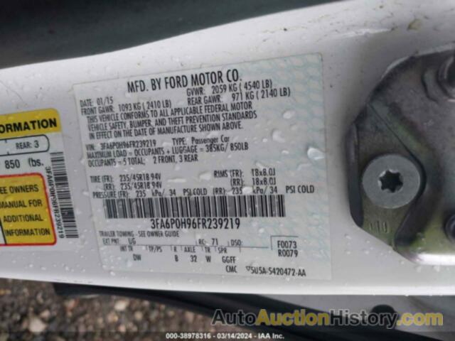 FORD FUSION SE, 3FA6P0H96FR239219