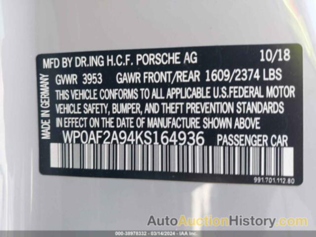 PORSCHE 911 GT3 RS, WP0AF2A94KS164936