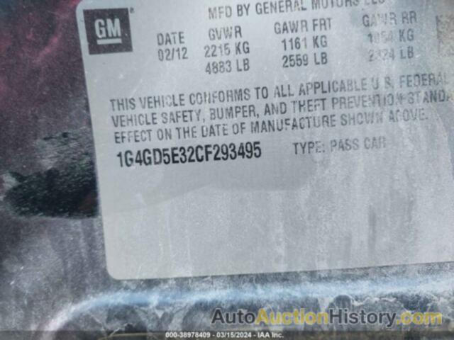 BUICK LACROSSE PREMIUM, 1G4GD5E32CF293495