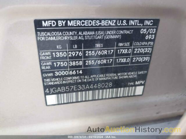 MERCEDES-BENZ ML 350, 4JGAB57E33A448028