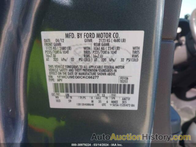 FORD ESCAPE LIMITED, 1FMCU9EG0CKC66277