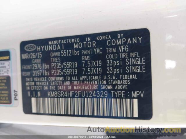 HYUNDAI SANTA FE GLS/LIMITED, KM8SR4HF2FU124329