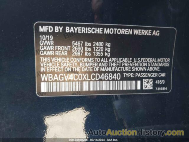 BMW 840I GRAN COUPE XDRIVE, WBAGV4C0XLCD46840