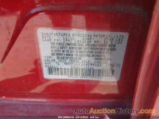 NISSAN SENTRA S, 3N1AB7AP1EY330166