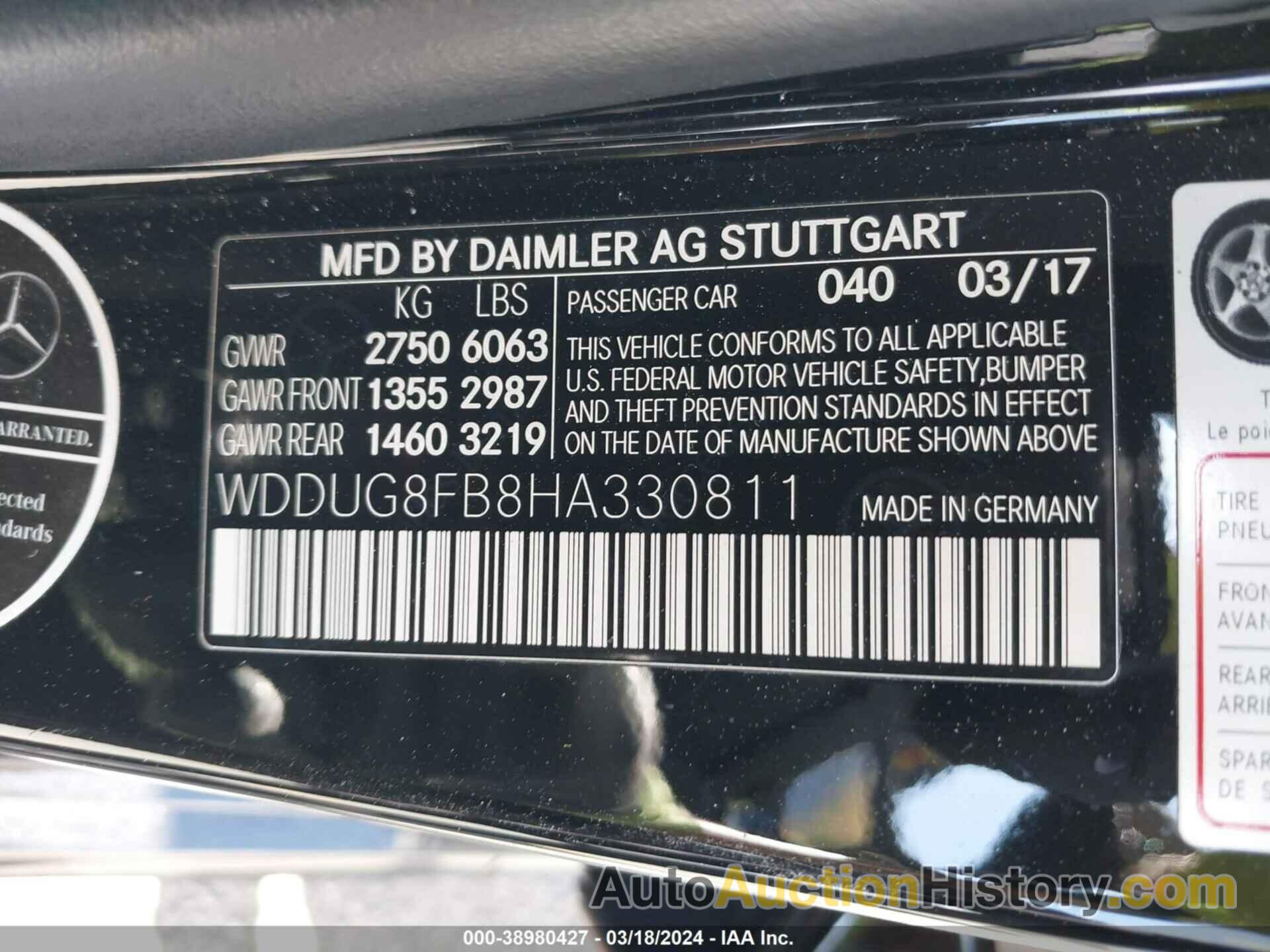 MERCEDES-BENZ S 550 4MATIC, WDDUG8FB8HA330811