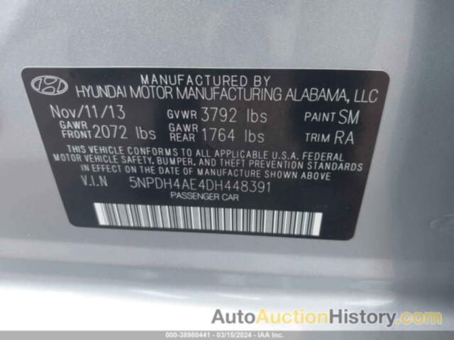 HYUNDAI ELANTRA GLS, 5NPDH4AE4DH448391