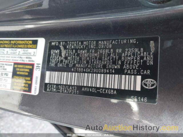 TOYOTA CAMRY HYBRID, 4T1BB46K29U089414