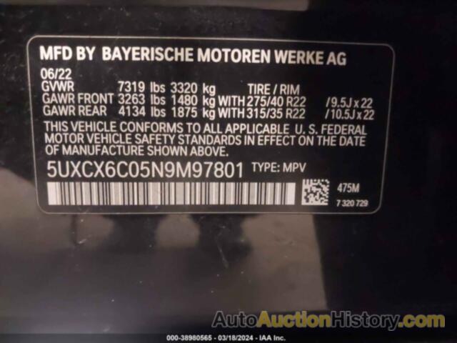 BMW X7 M50I, 5UXCX6C05N9M97801