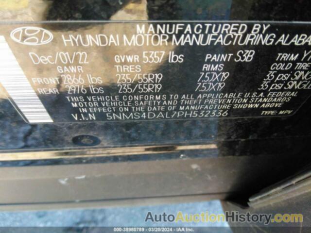 HYUNDAI SANTA FE LIMITED, 5NMS4DAL7PH532336