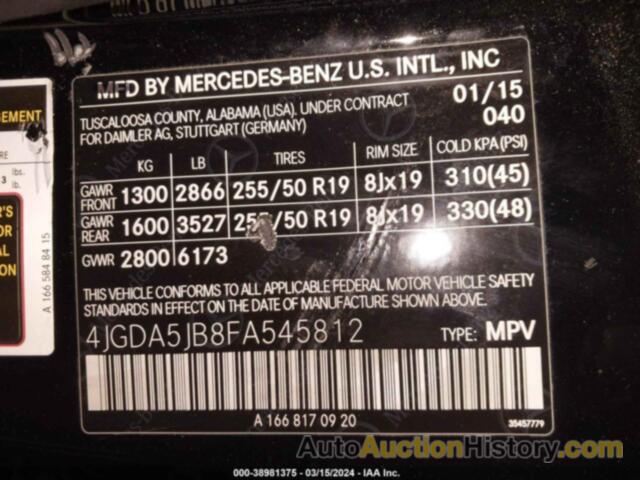 MERCEDES-BENZ ML 350, 4JGDA5JB8FA545812