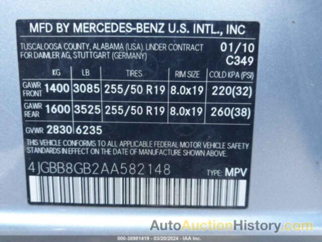 MERCEDES-BENZ ML 350 4MATIC, 4JGBB8GB2AA582148