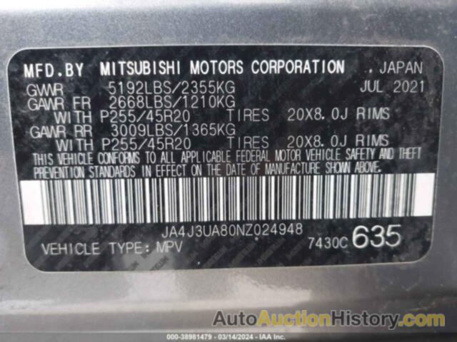 MITSUBISHI OUTLANDER BLACK EDITION 2WD/SE 2.5 2WD/SE LAUNCH EDITION 2WD, JA4J3UA80NZ024948