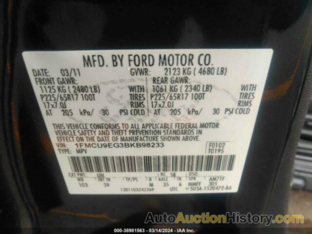 FORD ESCAPE LIMITED, 1FMCU9EG3BKB98233