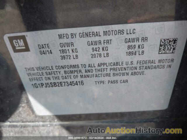 CHEVROLET CRUZE ECO MANUAL, 1G1PJ5SB2E7345416